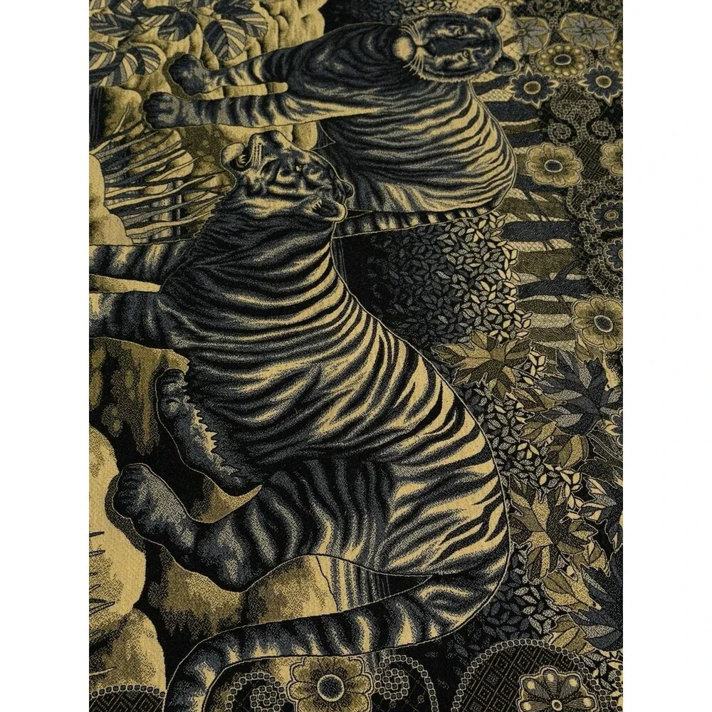Tapestry Blanket Safari African Animals‎ Big Game Gold Brown Zebra Lions Tiger